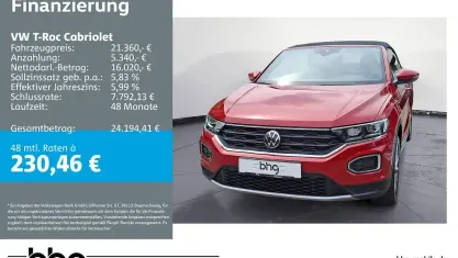 Gebraucht VW T-Roc Cabriolet Style 150 PS (110 kW) 2021 Rot Cabrio