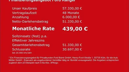 Neu Ford Ranger Wildtrack 205 PS (150 kW) 2026 Schwarz Abholung