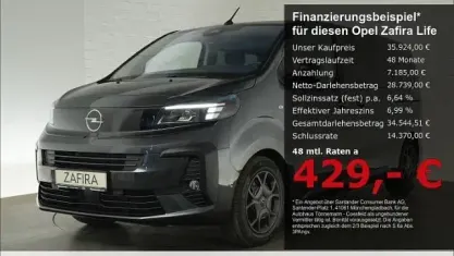 Nowe Opel Zafira Life Edition 179 KM (131 kW) 2026 Szary Minivan
