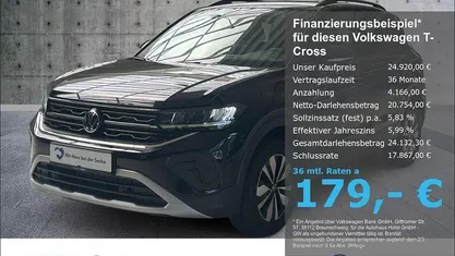 Neu VW T-Cross Goal 95 PS (69 kW) 2025 Schwarz SUV