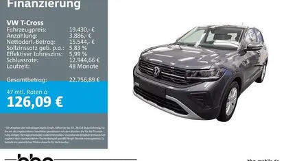 Gebraucht VW T-Cross 95 PS (69 kW) 2025 Grau SUV