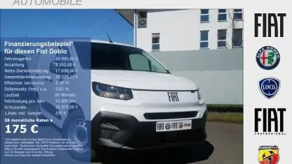 New Fiat Doblò 102 HP (75 kW) 2026 White Minivan