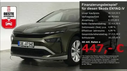 Używany Skoda Enyaq iV 150 kW (204 KM) 2025 Zielony SUV