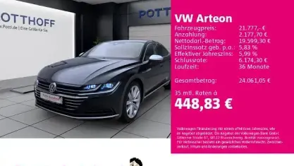 Gebraucht VW Arteon Elegance 190 PS (139 kW) 2018 Deep black perleffekt Kleinwagen