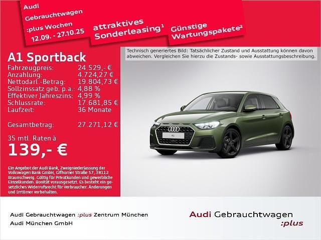 Grün Gebraucht 2024 Audi A1 Sportback Advanced Kleinwagen | 24.529 € (Fairer Preis) - Bild 1/3