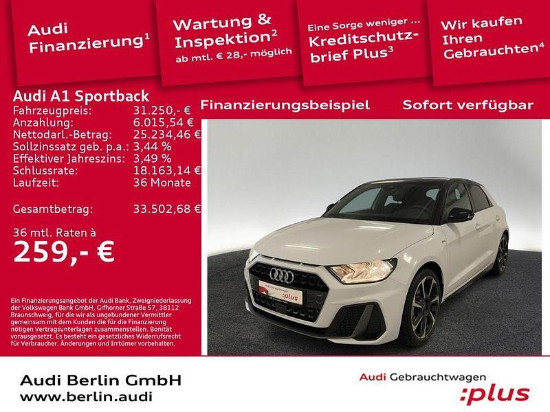 Gletscherweiß metallic Gebraucht 2024 Audi A1 Sportback S-Line Kleinwagen | 31.250 € (Teuer) - Bild 1/3