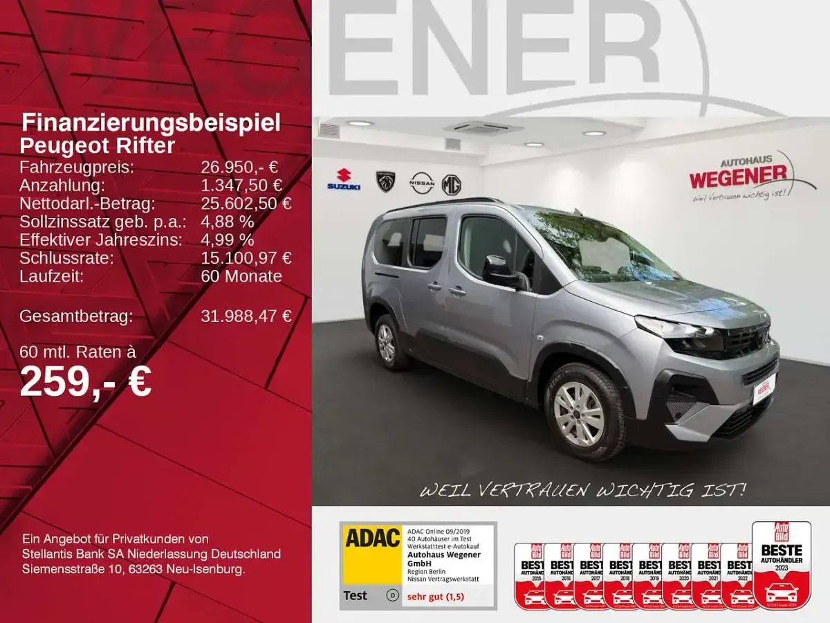 Gebraucht Peugeot Rifter Allure 131 PS (96 kW) 2024 Silber Van / Kleinbus