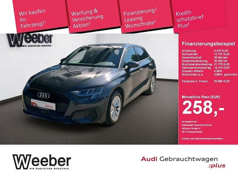 Manhattangrau (metallic) Gebraucht 2022 Audi A3 Sportback e-tron Design Limousine | 25.880 € (Fairer Preis) - Bild 1/4