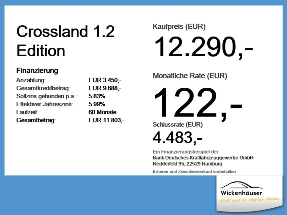 Gebraucht Opel Crossland Edition 83 PS (61 kW) 2022 Blau SUV