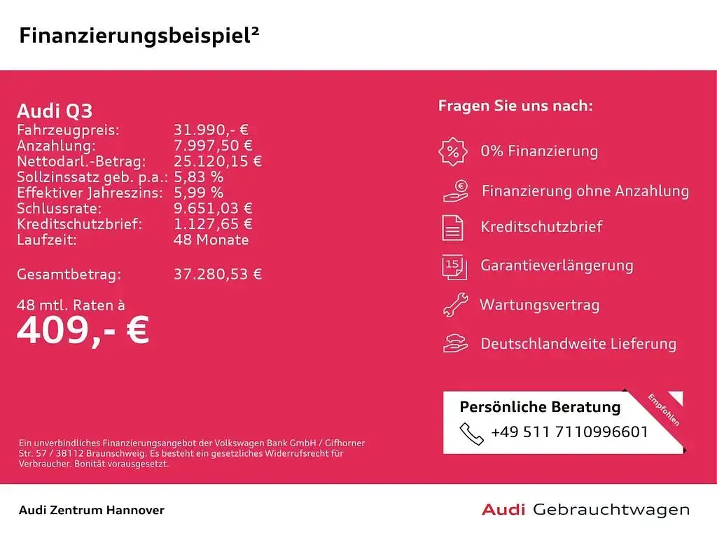 Gebraucht Audi Q3 Comfort 190 PS (139 kW) 2022 Mythosschwarz metallic SUV
