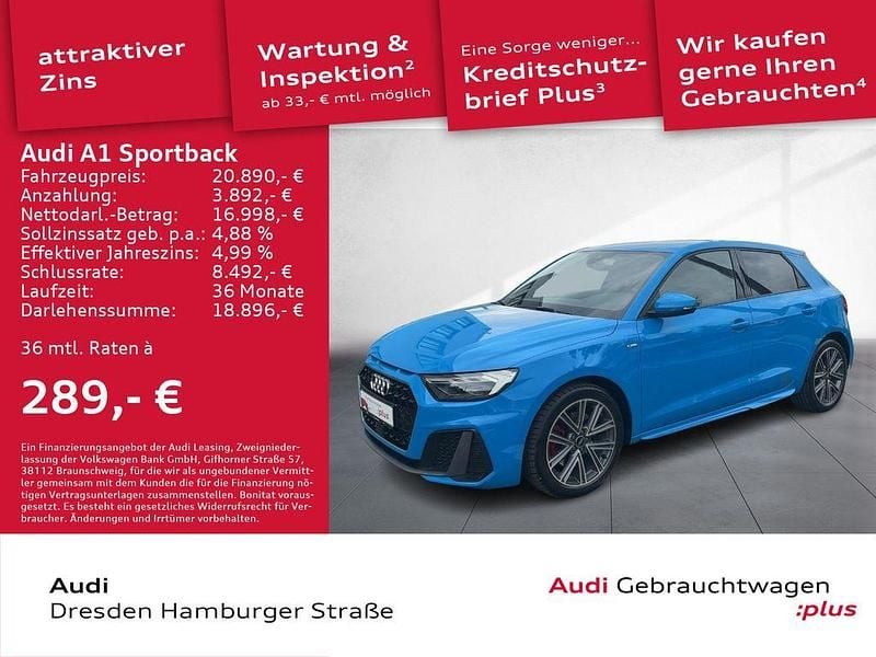 Blau Gebraucht 2020 Audi A1 Sportback S-Line Kleinwagen | 20.890 € (Superpreis) - Bild 1/3