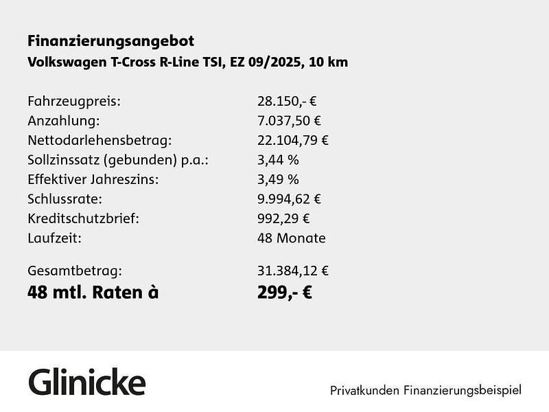 Neu VW T-Cross R-line 150 PS (110 kW) 2025 Pure white SUV