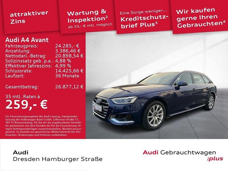 Navarrablau metallic Gebraucht 2022 Audi A4 Ambiente Kombi | 24.285 € (Guter Preis) - Bild 1/3