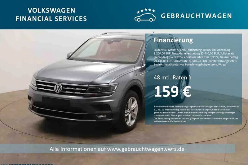 Platinum grey metallic Gebraucht 2021 VW Tiguan Allspace Highline SUV | 33.690 € (Guter Preis) - Bild 1/4
