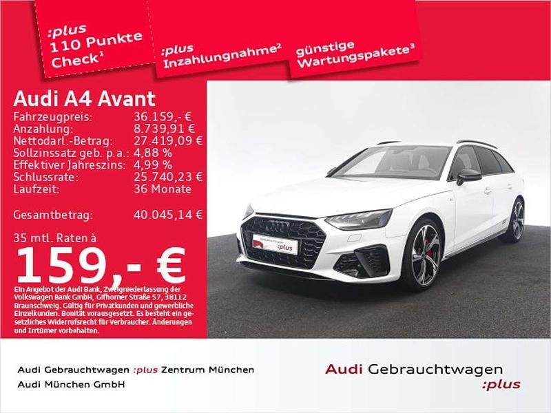 Gletscherweiß metallic Gebraucht 2023 Audi A4 Competition Kombi | 36.159 € (Fairer Preis) - Bild 1/2