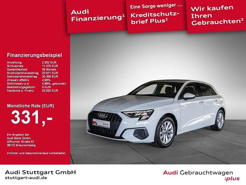 Gletscherweiß metallic Gebraucht 2021 Audi A3 Sportback Limousine | 22.620 € (Guter Preis) - Bild 1/2