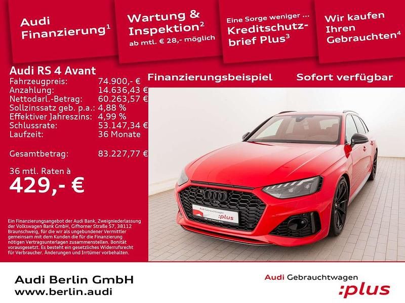 Tangorot metallic Gebraucht 2023 Audi RS4 Ambiente Kombi | 74.900 € (Teuer) - Bild 1/3