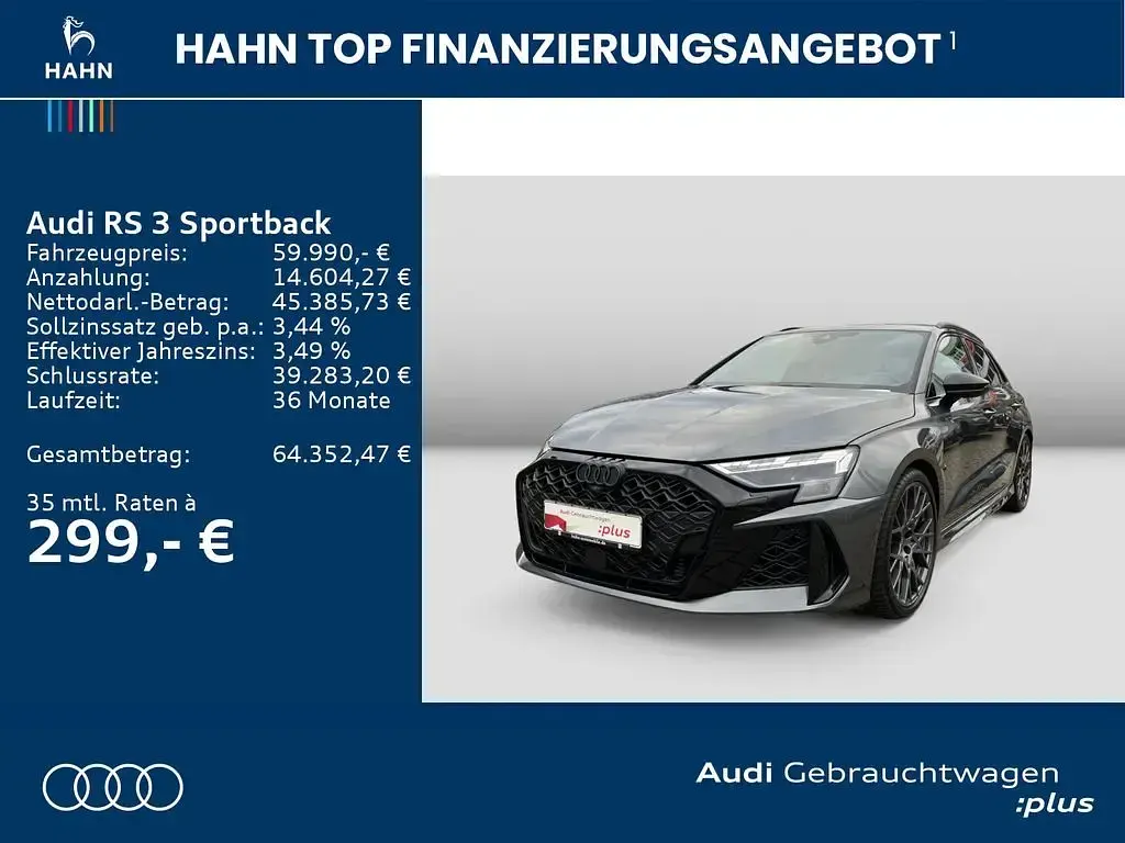 Używany Audi RS3 Ambiente 400 KM (294 kW) 2024 Szary Sedan/Limuzyna