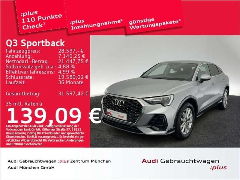Florettsilber metallic Gebraucht 2023 Audi Q3 SUV | 28.597 € (Superpreis) - Bild 1/2