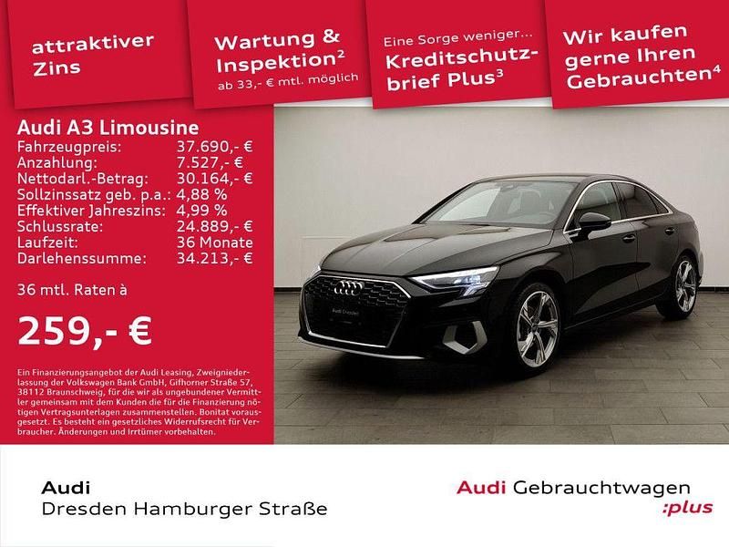 Brillantschwarz Neu 2025 Audi A3 Advanced Plus Limousine | 37.690 € (Fairer Preis) - Bild 1/3