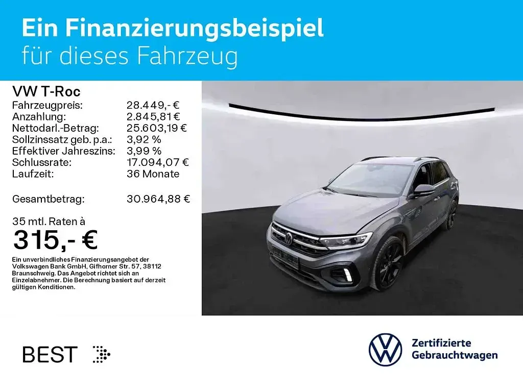 Gebraucht VW T-Roc Style 150 PS (110 kW) 2022 Indiumgrau metallic (metallic) SUV