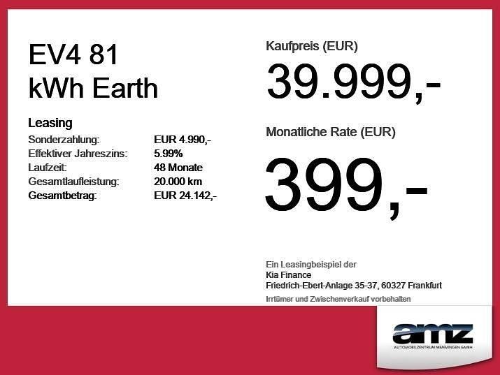 Ny Kia EV4 Earth 150 kW (204 HK) 2026 Hvid Sedan
