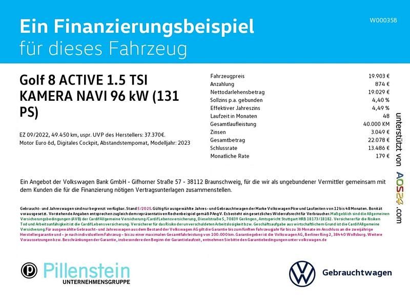Gebraucht VW Golf VIII Active 131 PS (96 kW) 2022 Schwarz Limousine