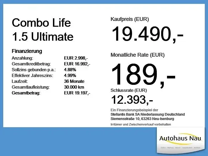 Gebraucht Opel Combo Life Ultimate 131 PS (96 kW) 2023 Blau Van / Kleinbus