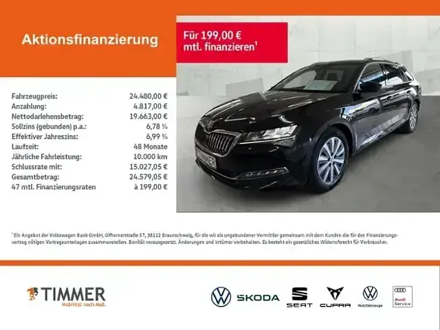 Gebraucht Skoda Superb Style 150 PS (110 kW) 2022 Schwarz Kombi