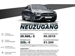 Mountaingrau met. Gebraucht 2019 Mercedes CLA200 AMG line Coupé | 29.900 € (Etwas zu teuer)