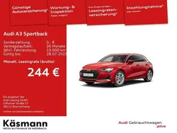 Rot Gebraucht 2024 Audi A3 Sportback Advanced Plus Limousine | 33.230 € (Guter Preis)