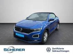 Ravennablau metallic schwarz Gebraucht 2021 VW T-Roc Cabriolet R-line Cabrio | 25.490 € (Fairer Preis)