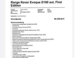 Gebraucht 2019 Land Rover Range Rover evoque First Edition SUV | 27.500 € (Fairer Preis)