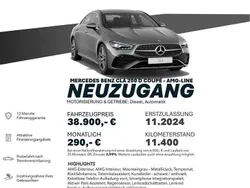 Mountaingrau met. Gebraucht 2024 Mercedes CLA200 AMG line Coupé | 38.900 € (Etwas zu teuer)