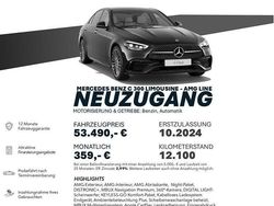 Obsidianschwarz metalliclack Gebraucht 2024 Mercedes C300 AMG line Limousine | 53.490 € (Teuer)