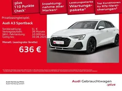 Weiß Gebraucht 2025 Audi A3 Sportback S-Line Limousine | 46.855 € (Etwas zu teuer)