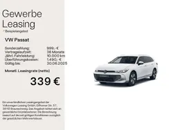 Weiß Neu 2025 VW Passat Business Limousine | 45.690 € (Etwas zu teuer)