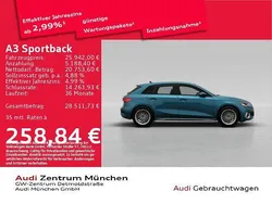 Atollblau metallic Gebraucht 2022 Audi A3 Sportback e-tron Advanced Plus Limousine | 25.942 € (Fairer Preis)