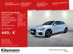 Weiß Gebraucht 2021 Audi A3 Sportback S-Line Limousine | 28.930 € (Teuer)