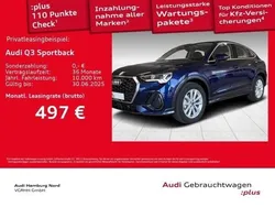 Blau (2d navarrablau metallic) Gebraucht 2025 Audi Q3 Sportback Comfort SUV | 39.931 € (Guter Preis)