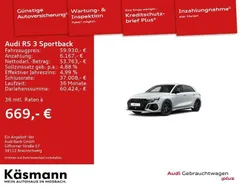 Gletscherweiß metallic Gebraucht 2023 Audi RS3 Sportback Ambiente Kleinwagen | 59.930 € (Superpreis)