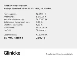 Silber Gebraucht 2024 Audi Q3 Sportback S-Line SUV | 40.970 € (Guter Preis)