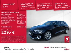 Schwarz Gebraucht 2022 Audi A3 Sportback Advanced Plus Limousine | 27.790 € (Fairer Preis)