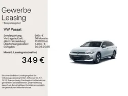 Silber Neu 2025 VW Passat Business Limousine | 46.740 € (Fairer Preis)