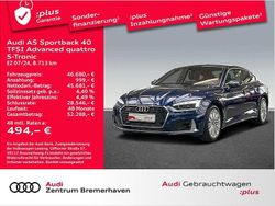 Navarrablau Gebraucht 2024 Audi A5 Sportback Advanced Limousine | 46.680 € (Teuer)