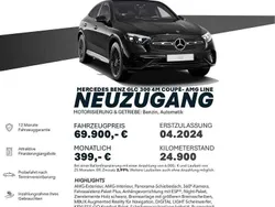 Schwarz unilack Gebraucht 2024 Mercedes GLC300 AMG line Coupé | 69.900 €