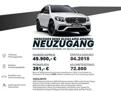 Polarweiss unilack Gebraucht 2018 Mercedes GLC63 AMG AMG SUV | 49.900 € (Fairer Preis)