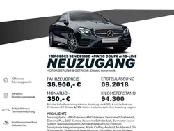 Smaragdgruen Gebraucht 2018 Mercedes E300 AMG line Coupé | 36.900 € (Fairer Preis)