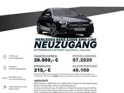 Schwarz Gebraucht 2020 Mercedes A250 AMG line Limousine | 26.900 € (Fairer Preis)