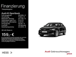 Mythosschwarz metallic Gebraucht 2024 Audi A3 Advanced Limousine | 29.999 € (Fairer Preis)